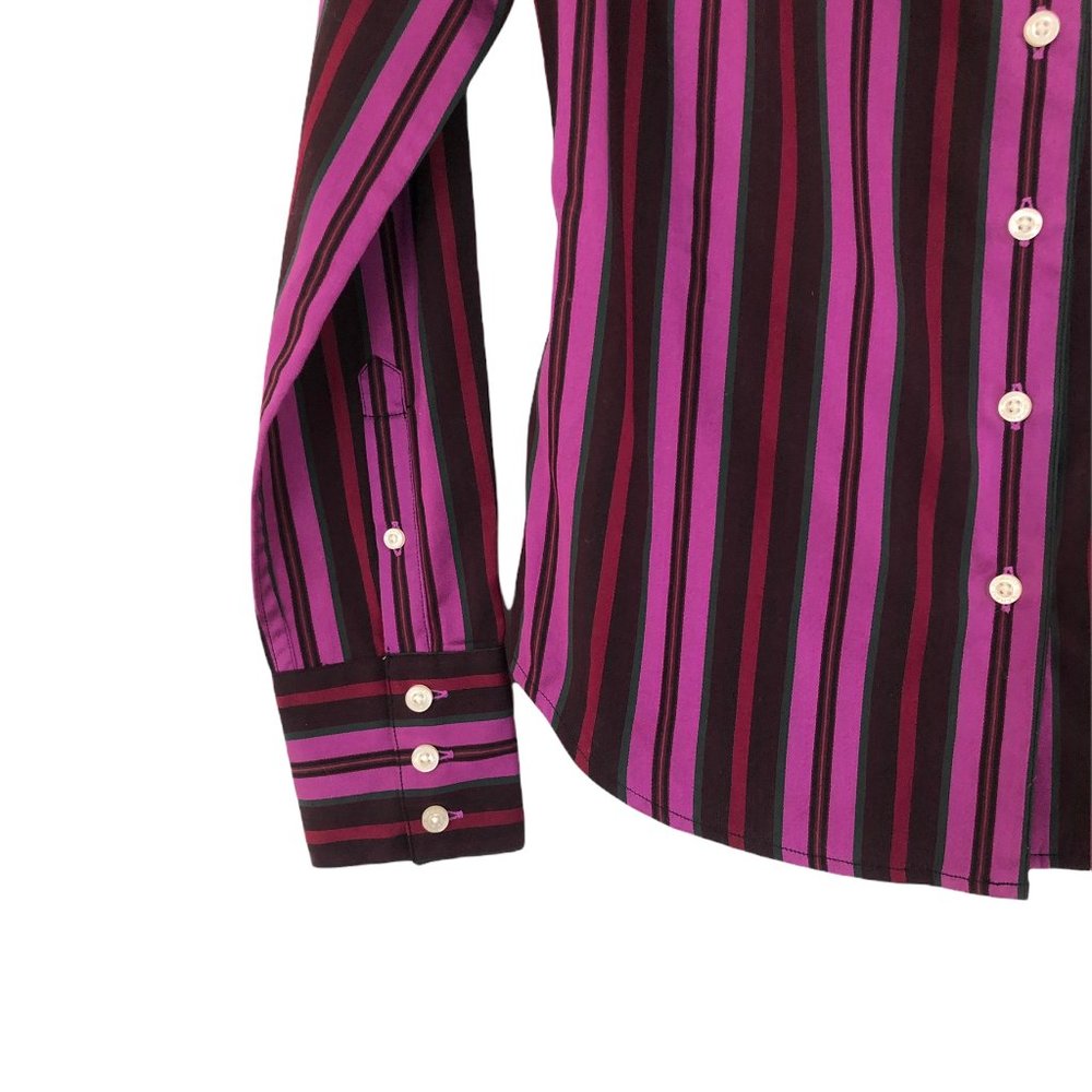 Robert Graham Maroon Green Pink Purple Black Striped Button Up Shirt - Picture 5 of 12